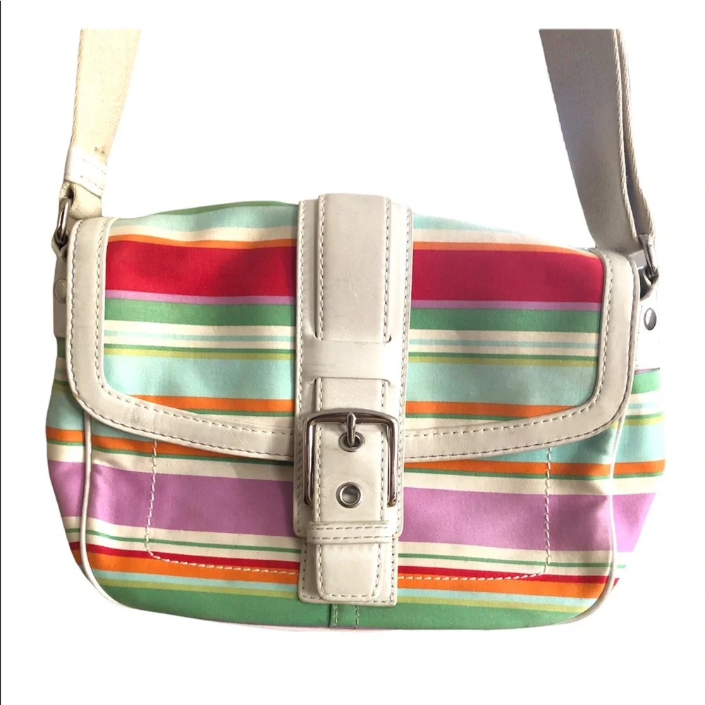 NWT Coach Hobo Handbag Hampton‎ Coastal Grandma Multicolor Canvas Crossbody